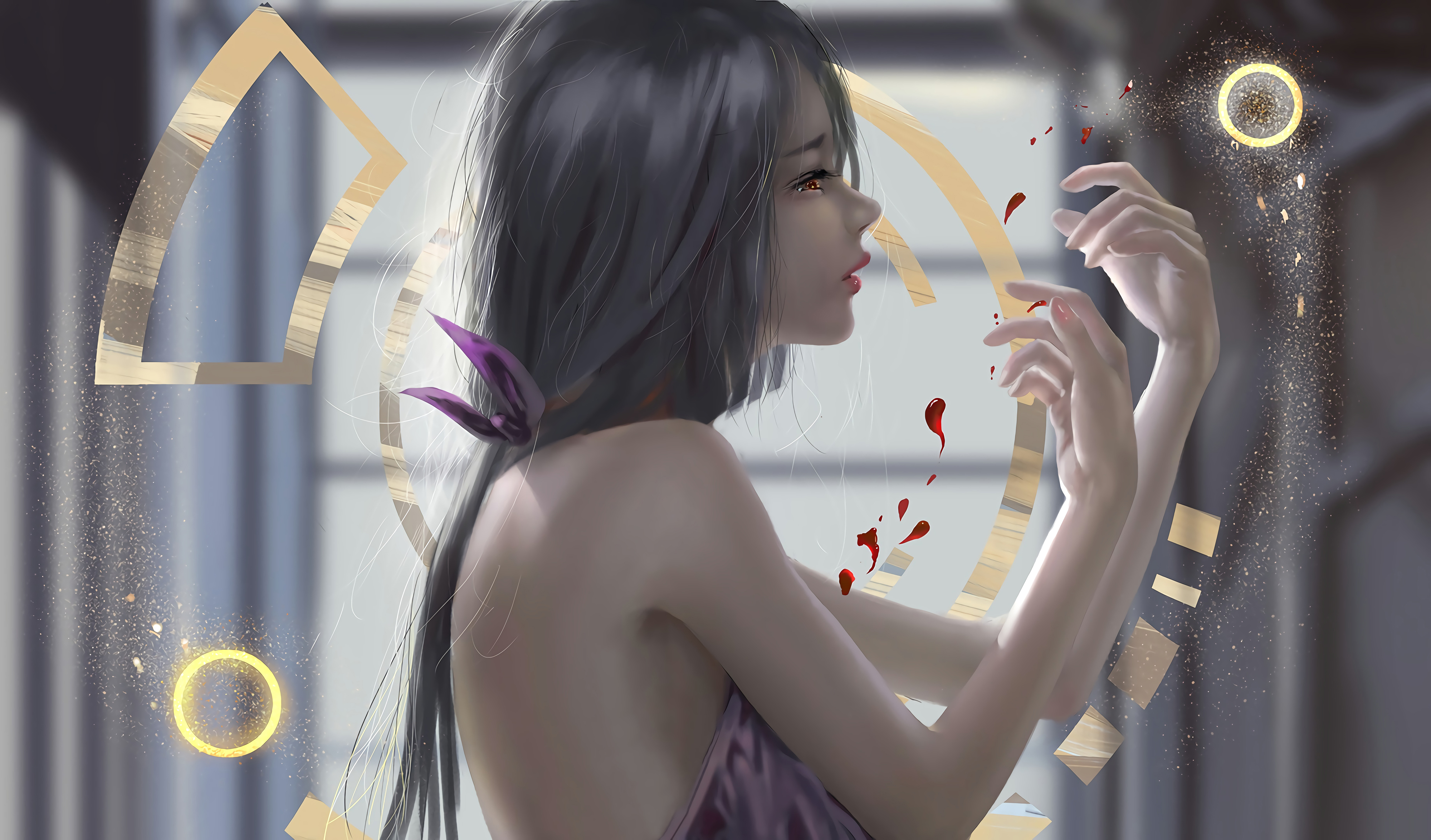 女孩 受伤 Ѫ 插画