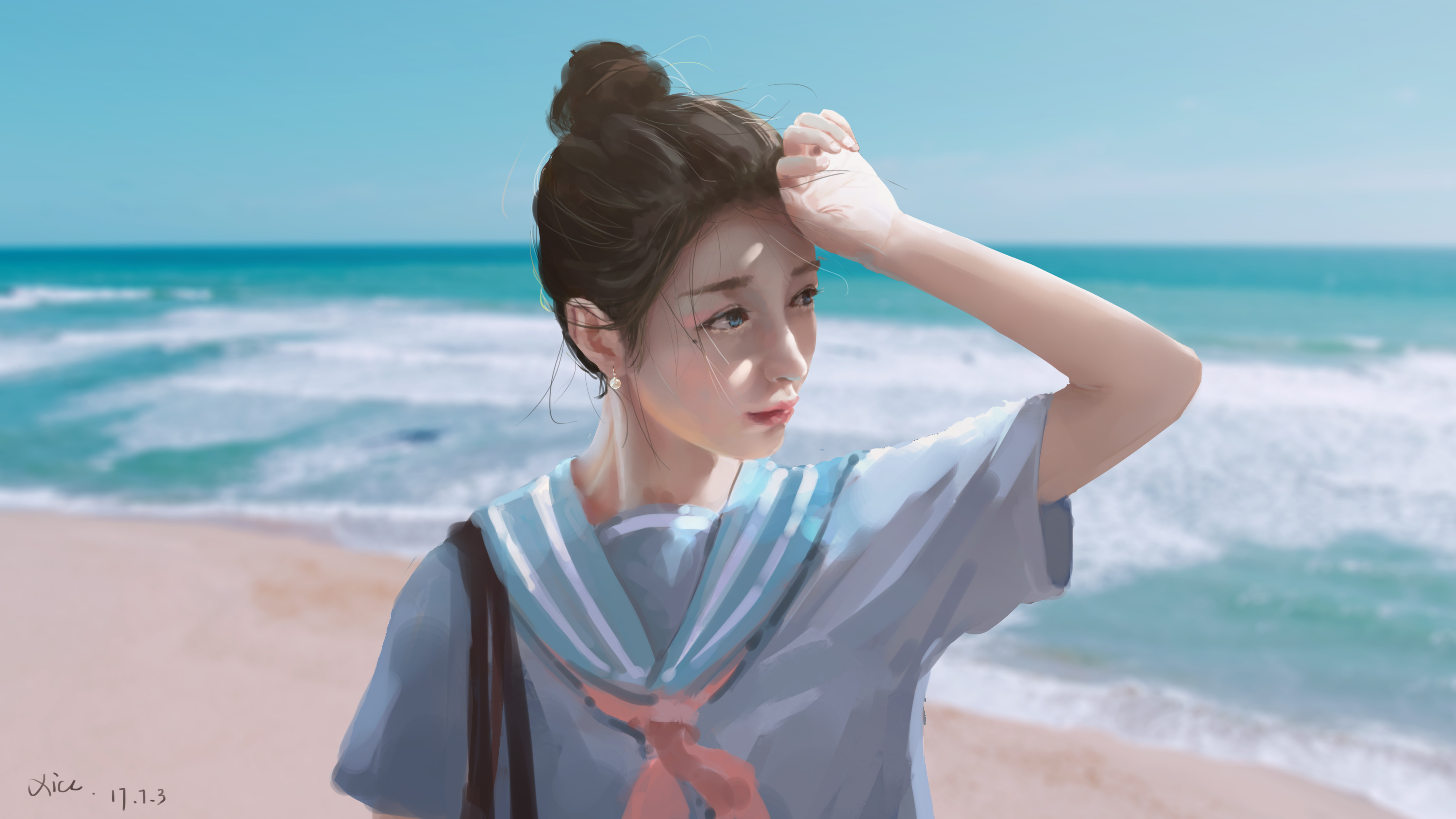 海边 女生 风景